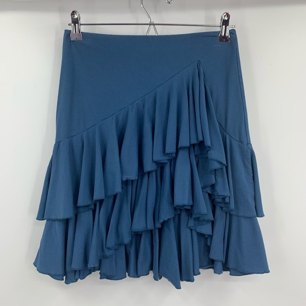RALPH LAUREN womens XS blue tiered mini skirt